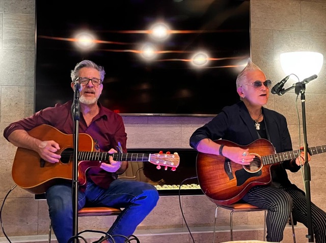Bob and Rik playing an acoustic set at a private event